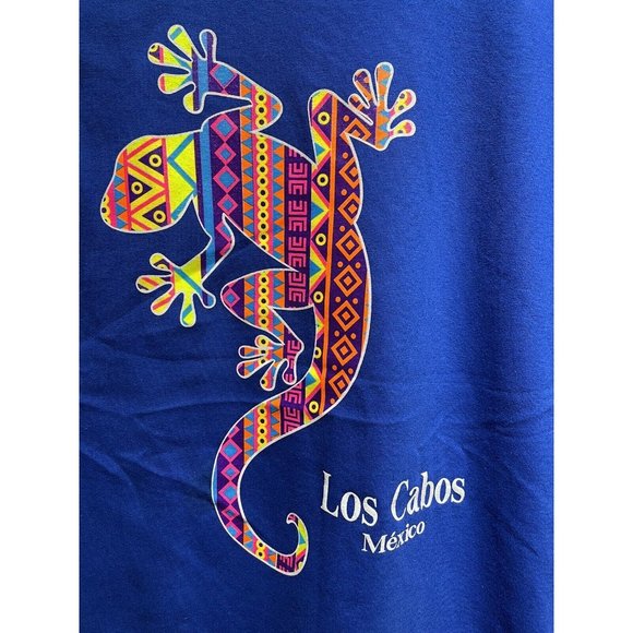 Los Cabos Mexico Beach Surf Life Giant Day Gecko Lizard Blue T-Shirt Shirt Tee S - Picture 4 of 5